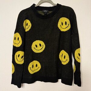 Black Smiley Face Sweater